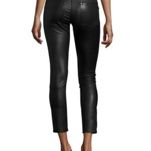 Helmut Lang Black Leather Lambskin Pants/Capris